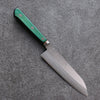 Sakai Kikumori Blue Steel No.1 Small Santoku 140mm Green Pakkawood Handle - Seisuke Knife