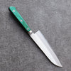 Sakai Kikumori Blue Steel No.1 Small Santoku 140mm Green Pakkawood Handle - Seisuke Knife