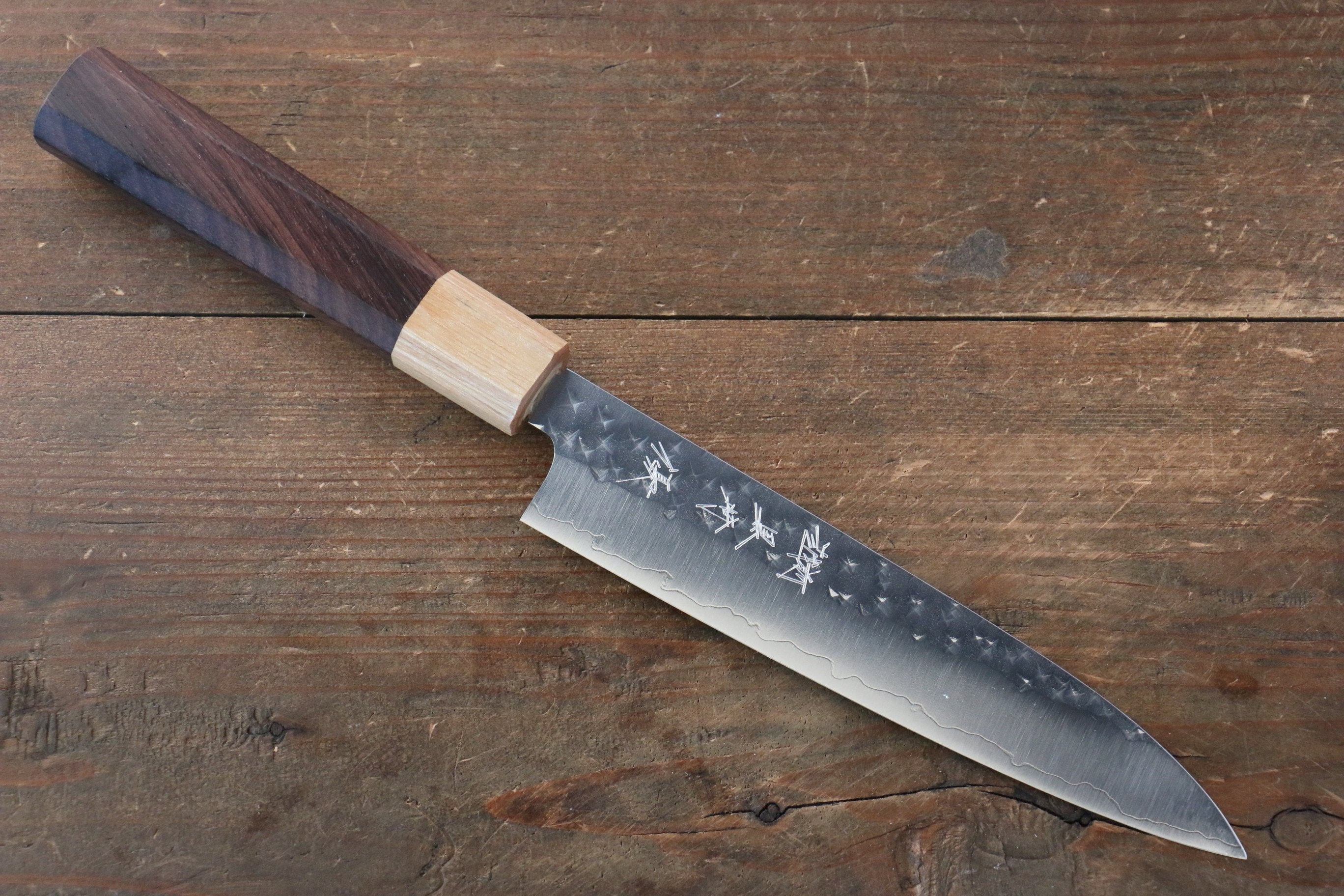 Yu Kurosaki Senko SG2 Hammered Petty-Utility 150mm with Shitan Handle (Blonde Ferrule) - Seisuke Knife