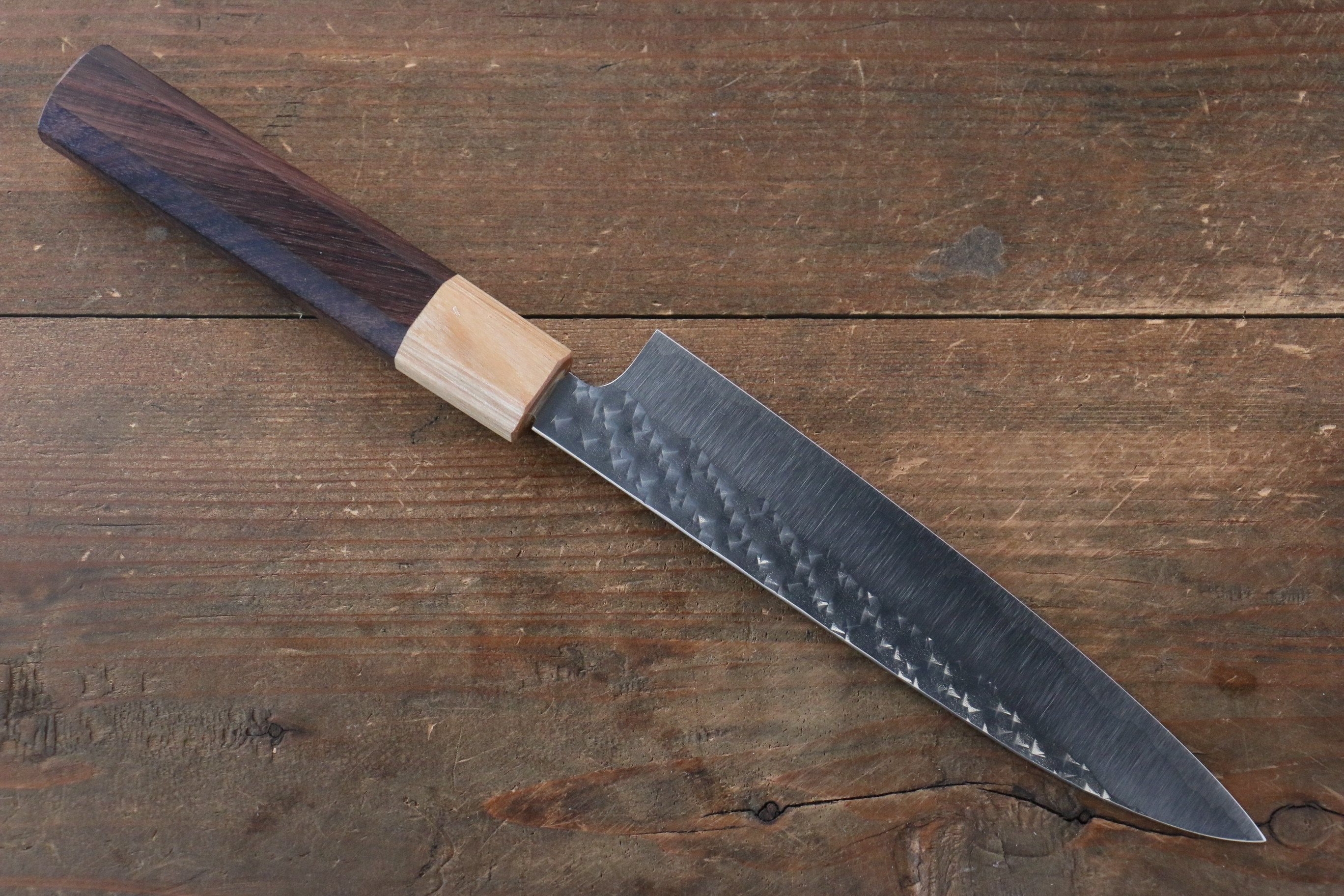 Yu Kurosaki Senko SG2 Hammered Petty-Utility 150mm with Shitan Handle (Blonde Ferrule) - Seisuke Knife