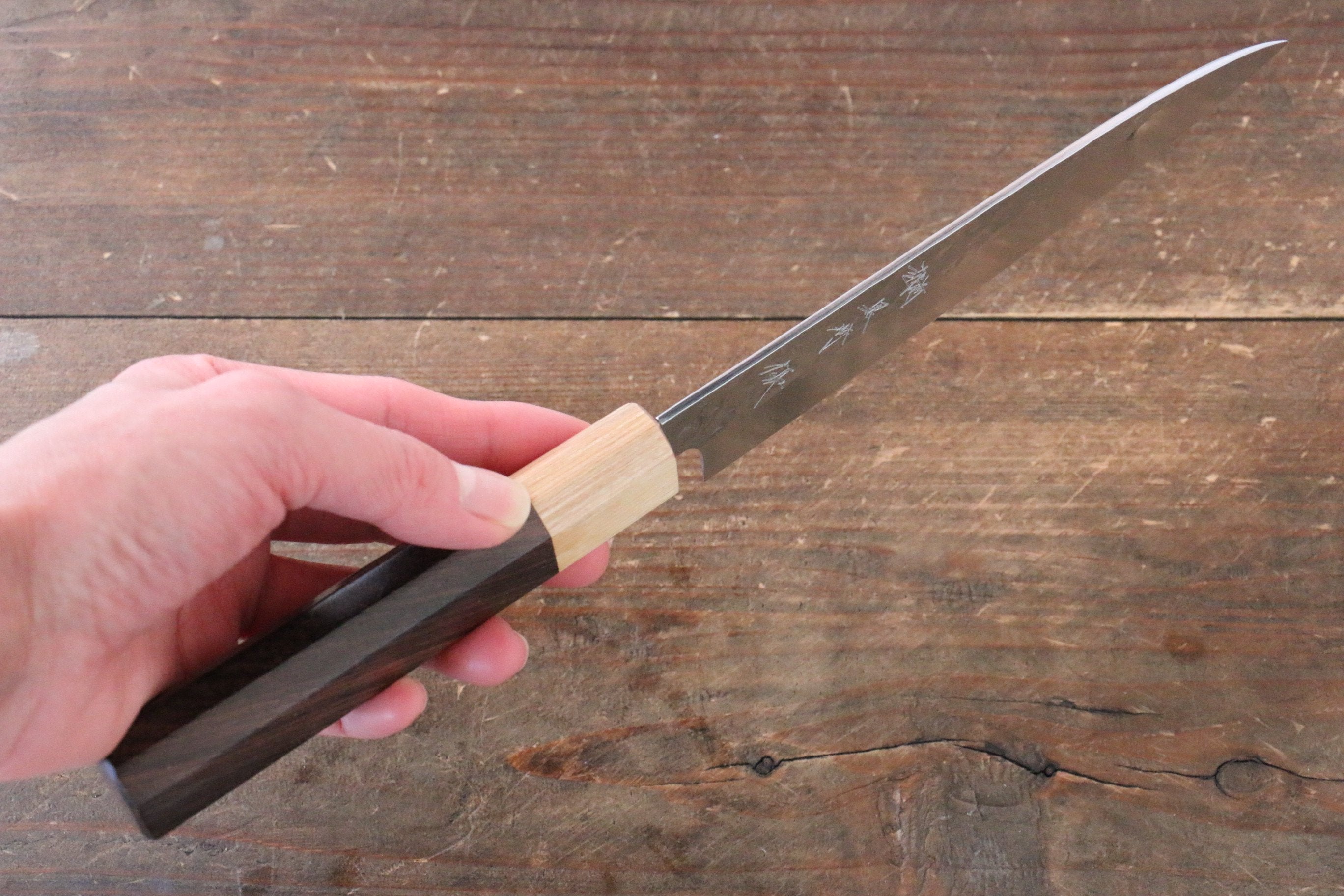 Yu Kurosaki Senko SG2 Hammered Petty-Utility 150mm with Shitan Handle (Blonde Ferrule) - Seisuke Knife