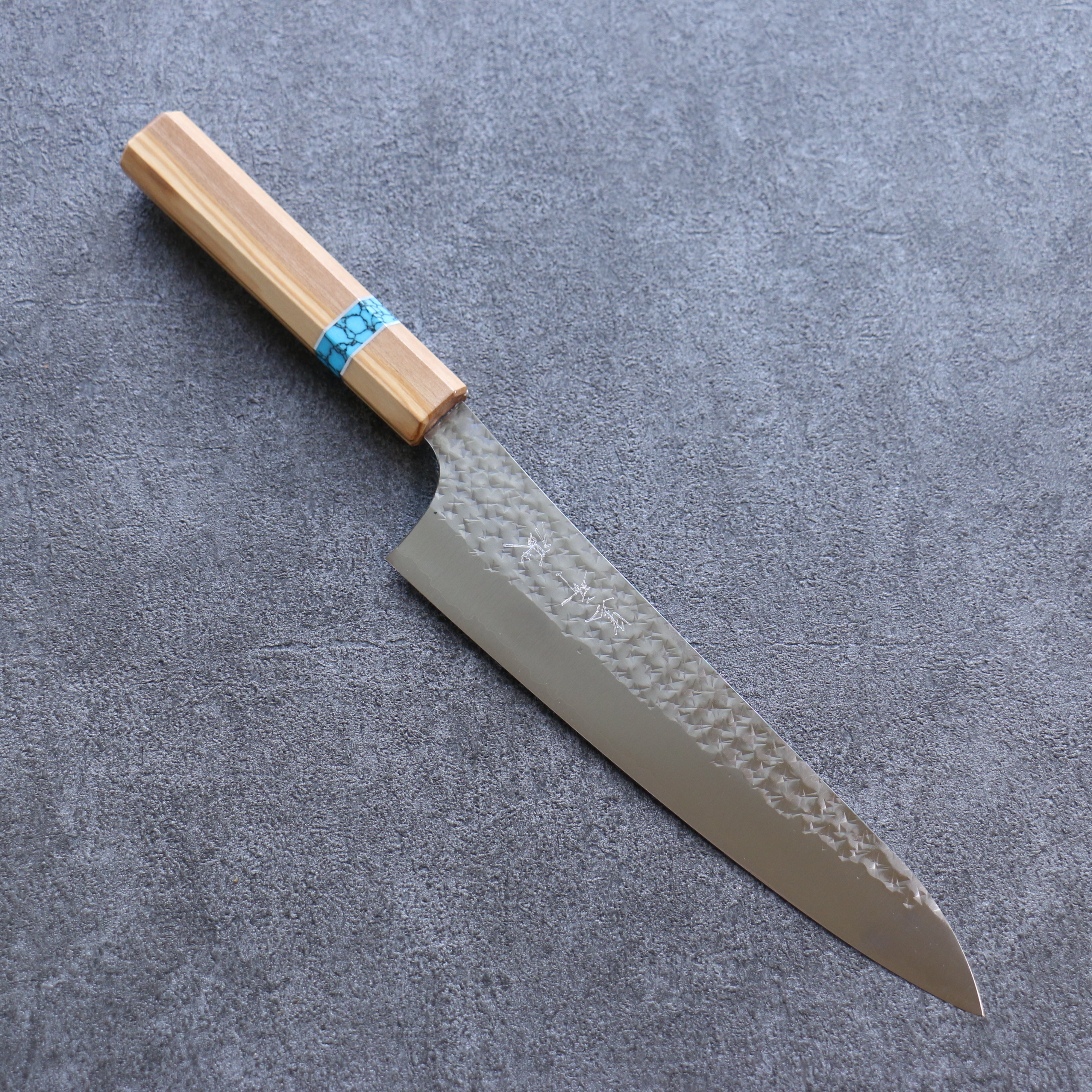 Yu Kurosaki Senko Ei SG2 Hammered Gyuto 210mm Olive tree(ferrule: Turquoise) Handle - Seisuke Knife