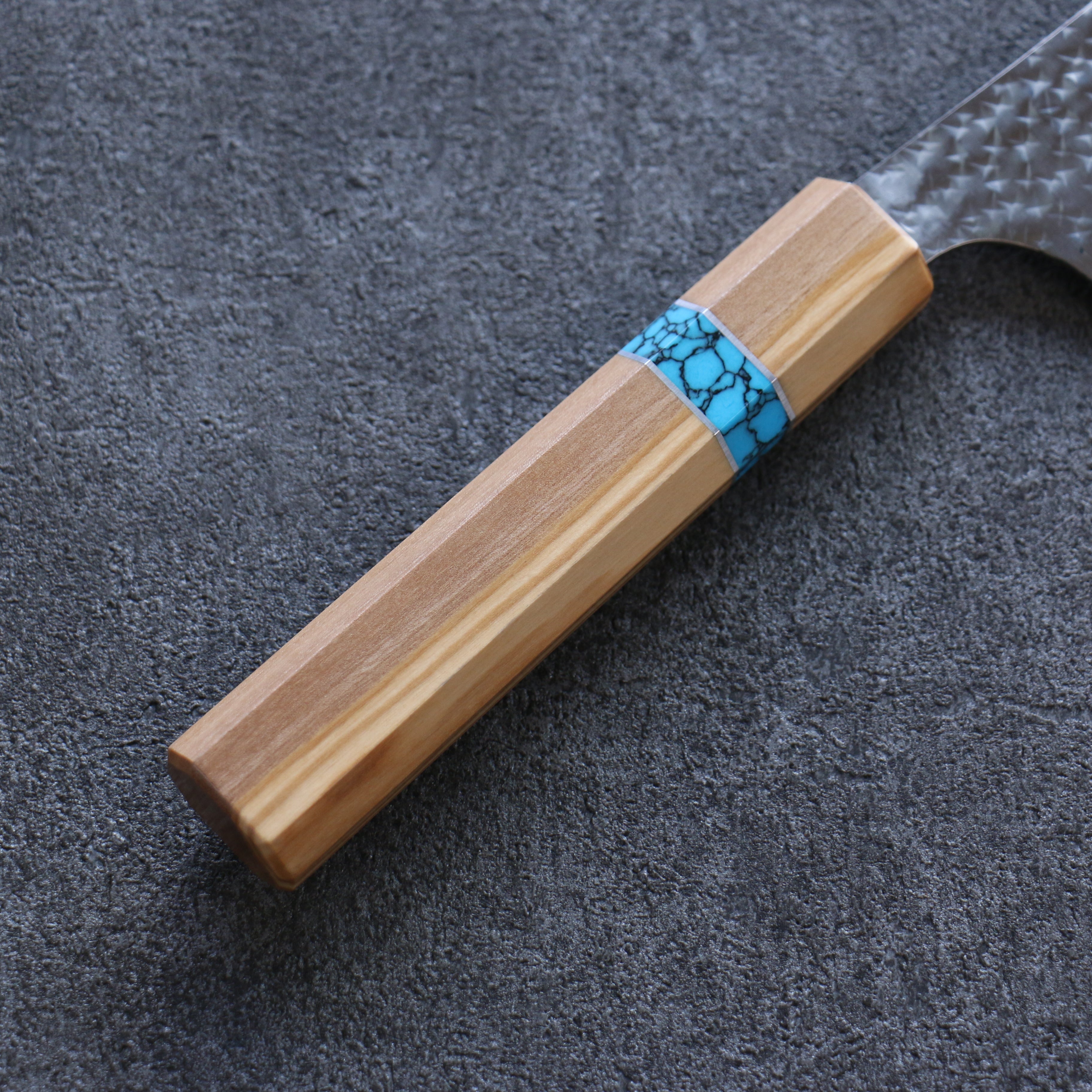 Yu Kurosaki Senko Ei SG2 Hammered Gyuto 210mm Olive tree(ferrule: Turquoise) Handle - Seisuke Knife