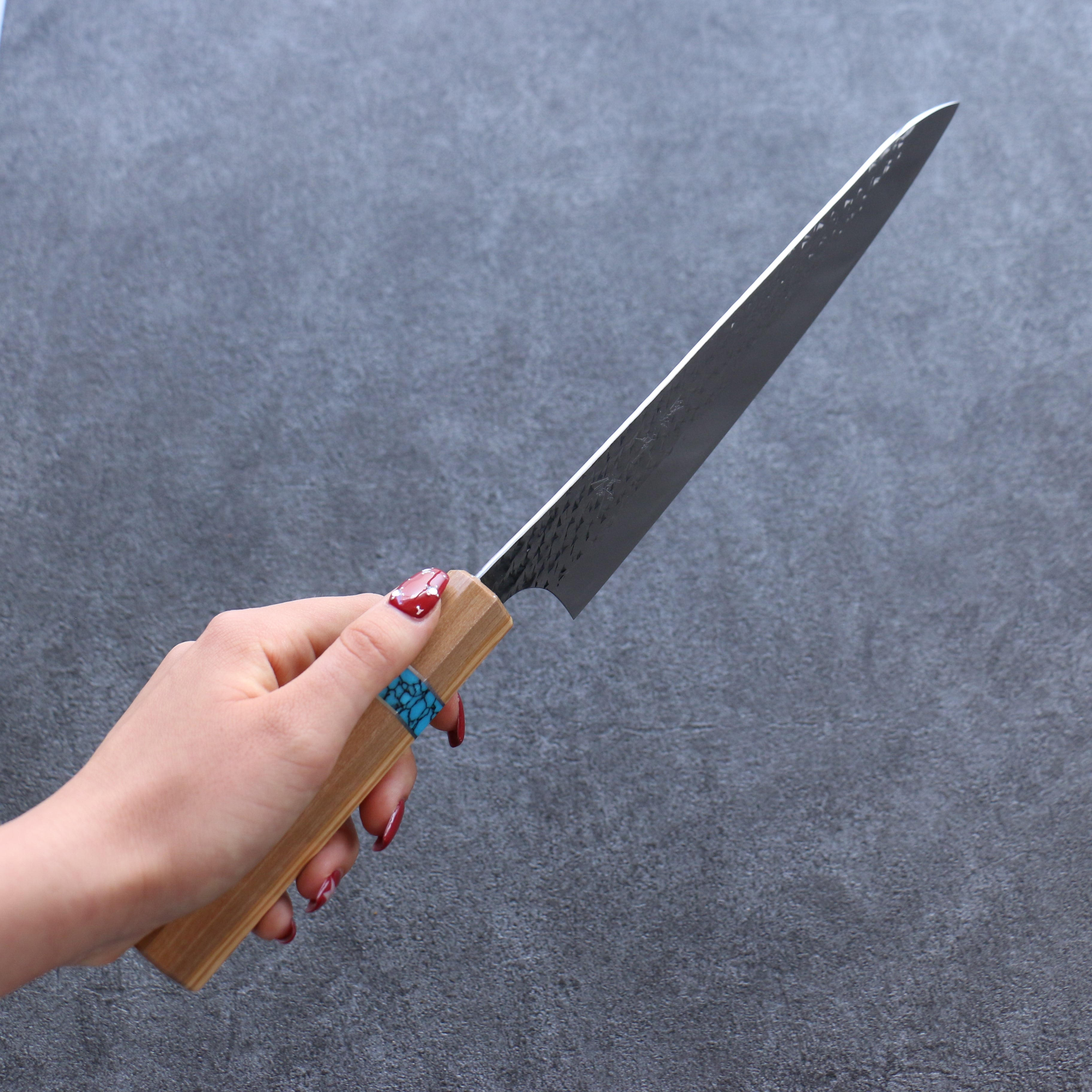 Yu Kurosaki Senko Ei SG2 Hammered Gyuto 210mm Olive tree(ferrule: Turquoise) Handle - Seisuke Knife