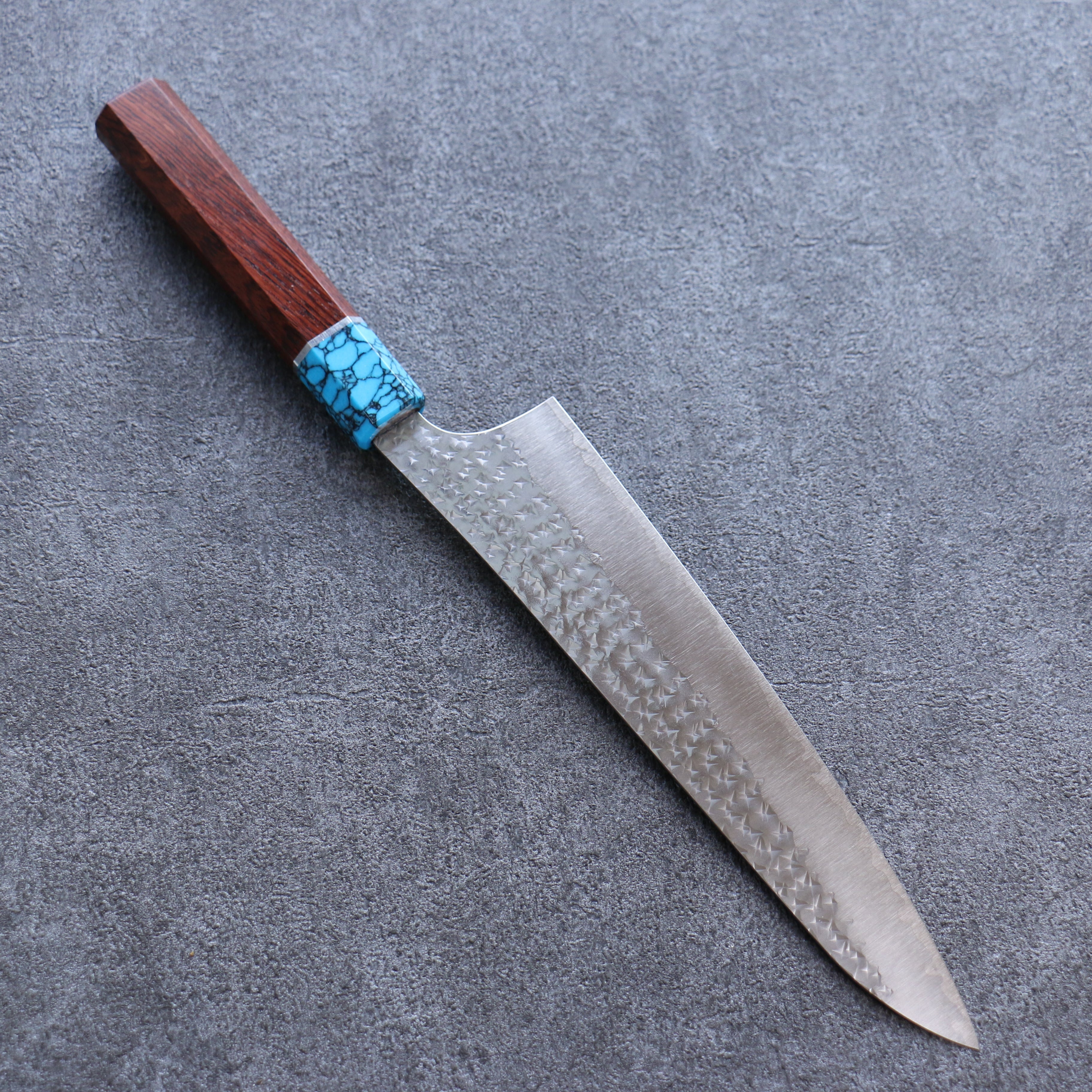 Yu Kurosaki Senko Ei SG2 Hammered Gyuto 210mm Wenge(ferrule: Turquoise with Ring) Handle - Seisuke Knife