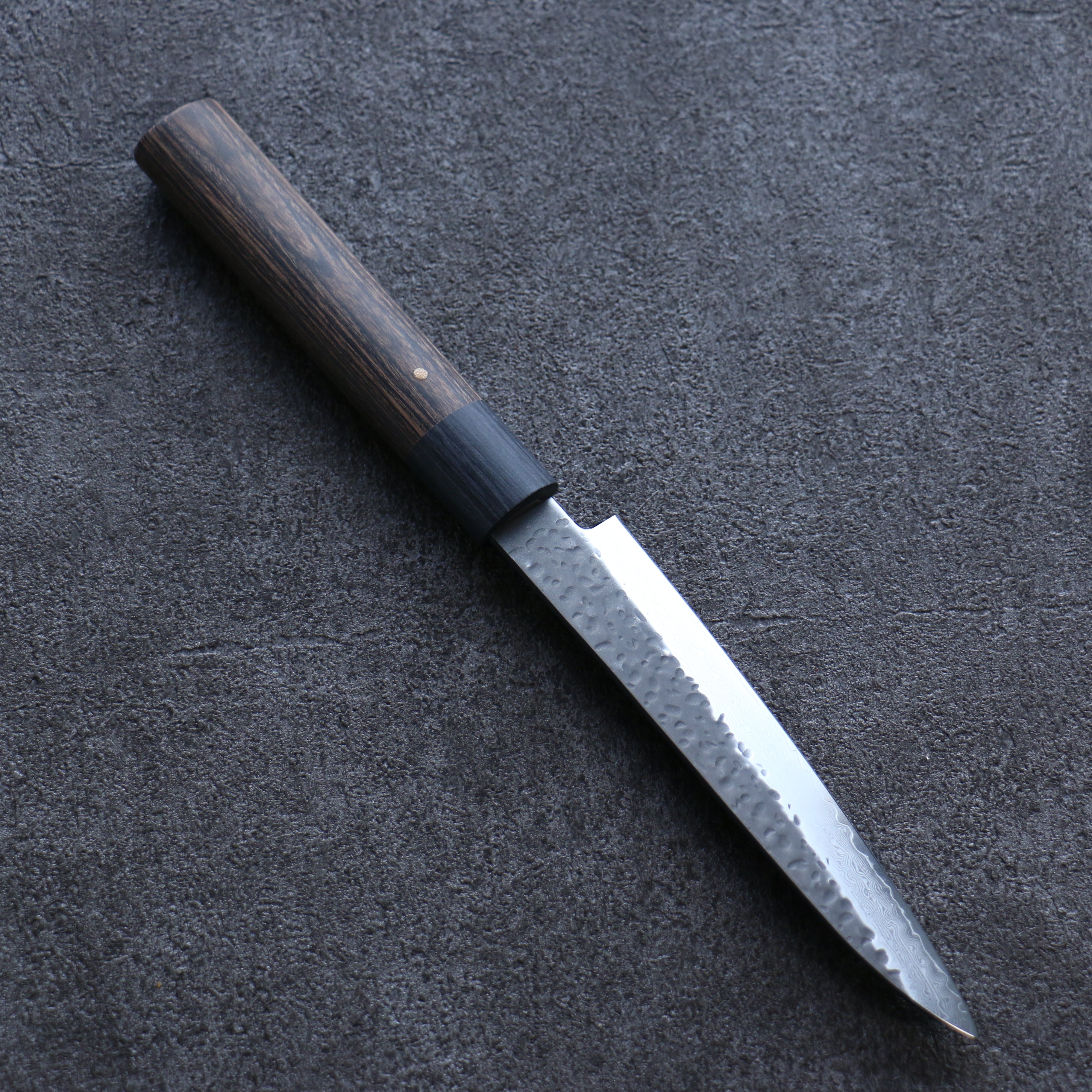 Shizu Gen VG10 Hammered Kurouchi Petty-Utility 130mm Brown Pakkawood Handle - Seisuke Knife