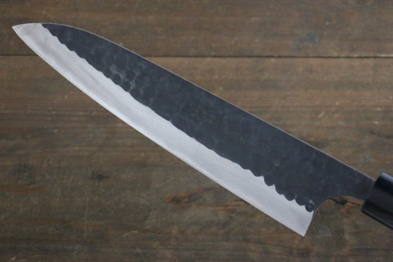 Anryu Blue Super Hammered Black Finished Gyuto 210mm Shitan Handle - Seisuke Knife