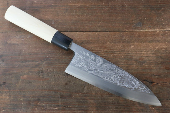 Sakai Takayuki Kasumitogi White Steel Ittouryumon Engraved Deba - Seisuke Knife