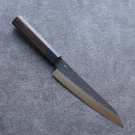 Shizu Gen VG10 Hammered Black Finished Petty-Utility 160mm Brown Pakkawood Handle - Seisuke Knife