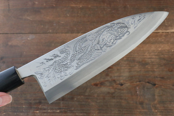 Sakai Takayuki Kasumitogi White Steel Ittouryumon Engraved Deba - Seisuke Knife