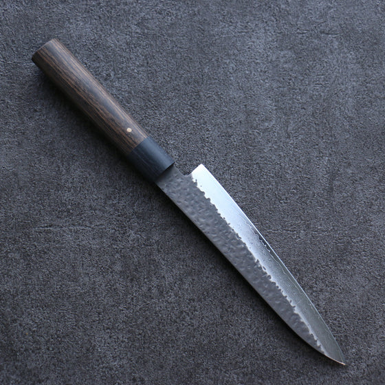 Shizu Gen VG10 Hammered Black Finished Petty-Utility 160mm Brown Pakkawood Handle - Seisuke Knife