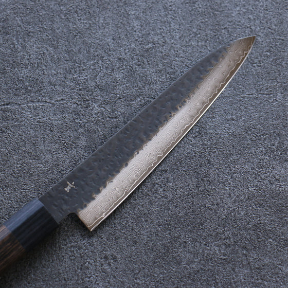 Shizu Gen VG10 Hammered Black Finished Petty-Utility 160mm Brown Pakkawood Handle - Seisuke Knife