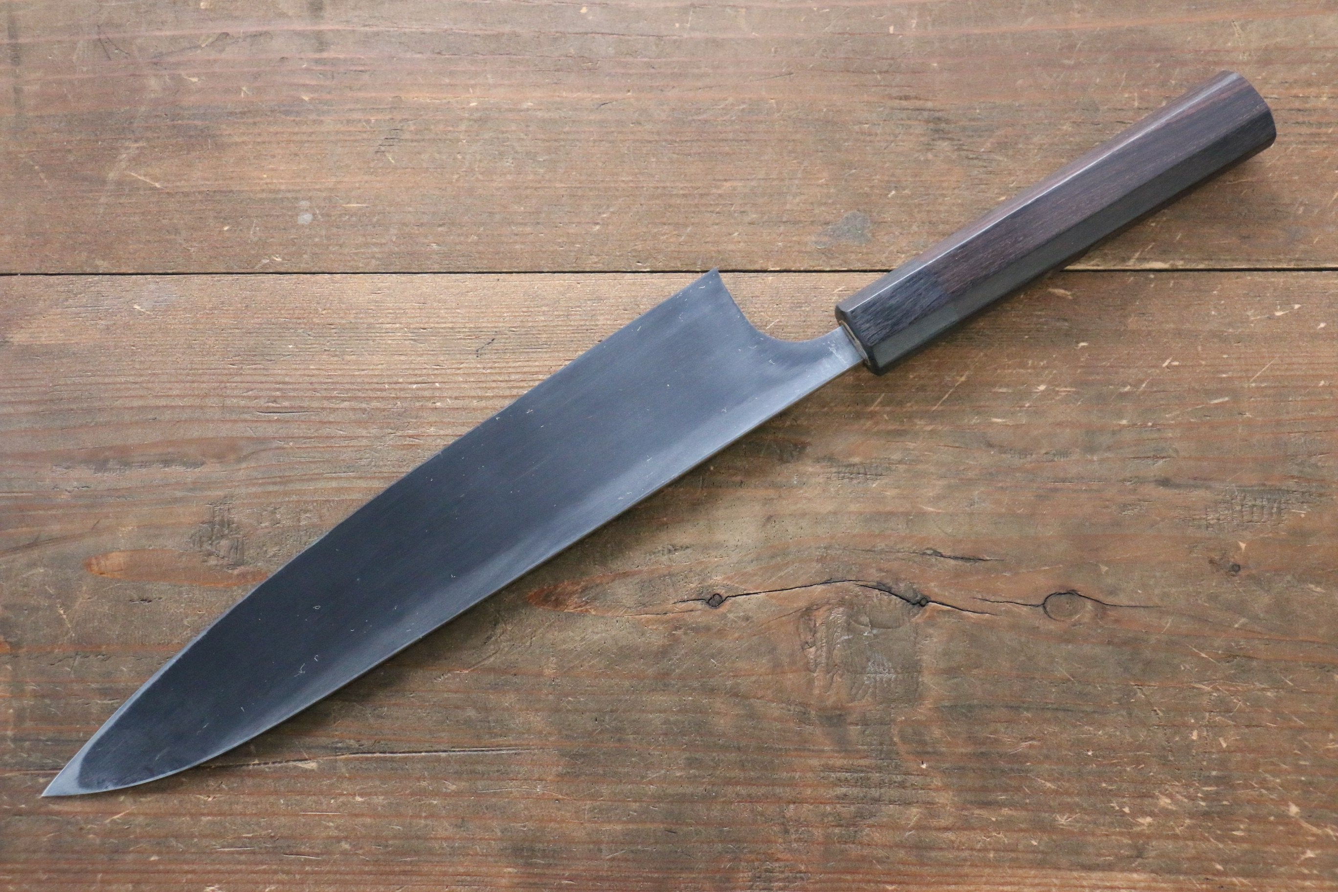 Seisuke [Left Handed] Blue Steel No.2 Hammered Kurouchi Gyuto 240mm Shitan Handle - Seisuke Knife