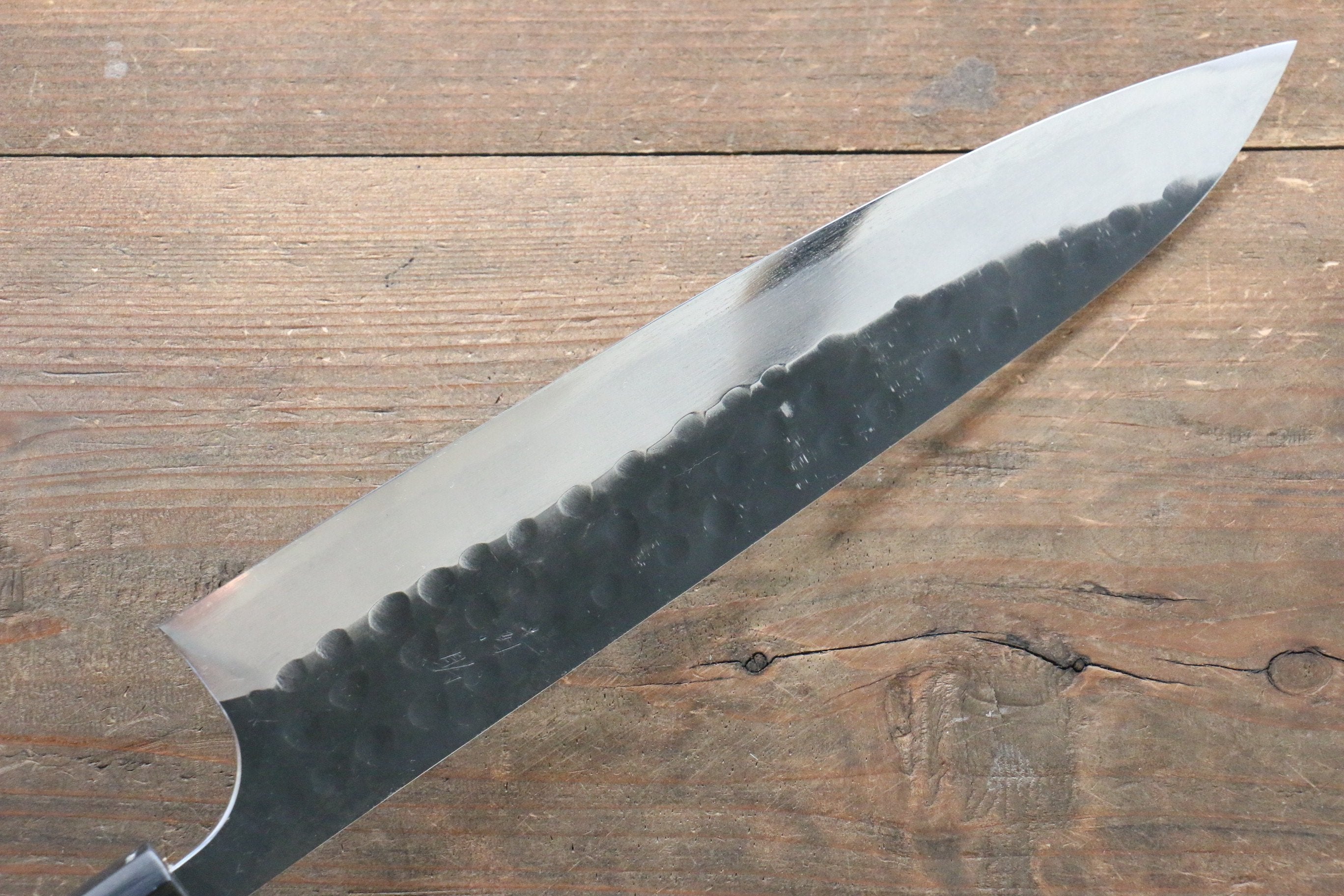 Seisuke [Left Handed] Blue Steel No.2 Hammered Kurouchi Gyuto 240mm Shitan Handle - Seisuke Knife