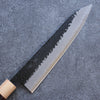 Seisuke Shitan Blue Super Hammered Kurouchi Gyuto 210mm Shitan Handle - Seisuke Knife