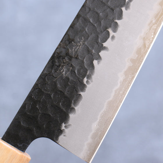 Seisuke Shitan Blue Super Hammered Kurouchi Gyuto 210mm Shitan Handle - Seisuke Knife