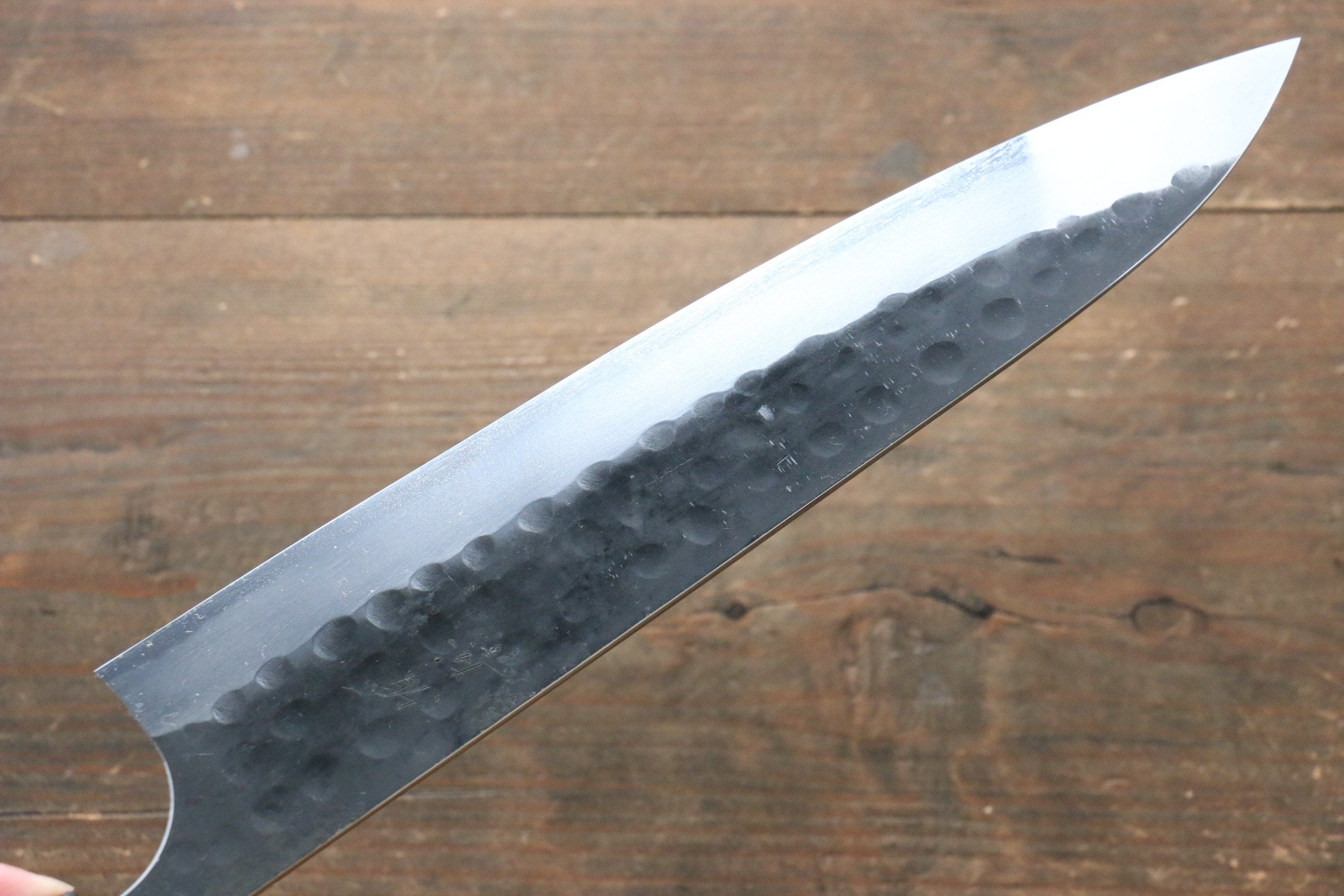Seisuke [Left Handed] Blue Steel No.2 Hammered Kurouchi Gyuto 240mm Shitan Handle - Seisuke Knife