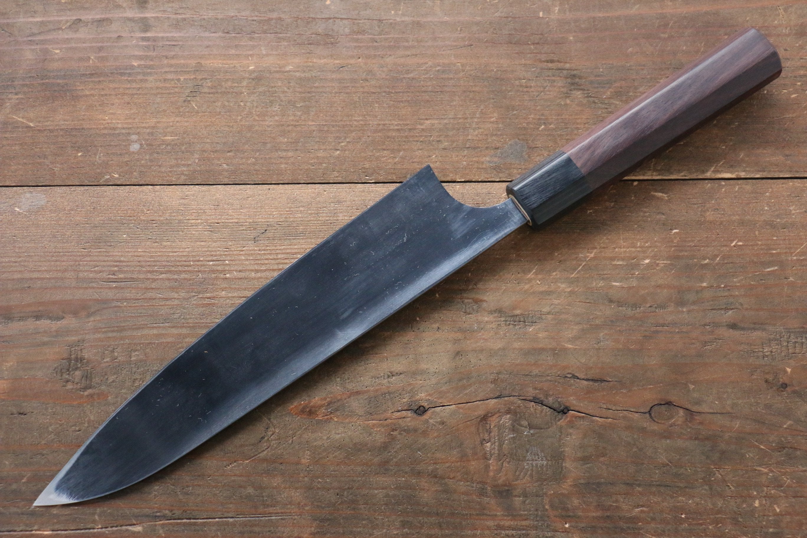 Seisuke [Left Handed] Blue Steel No.2 Hammered Kurouchi Gyuto 210mm Shitan Handle - Seisuke Knife