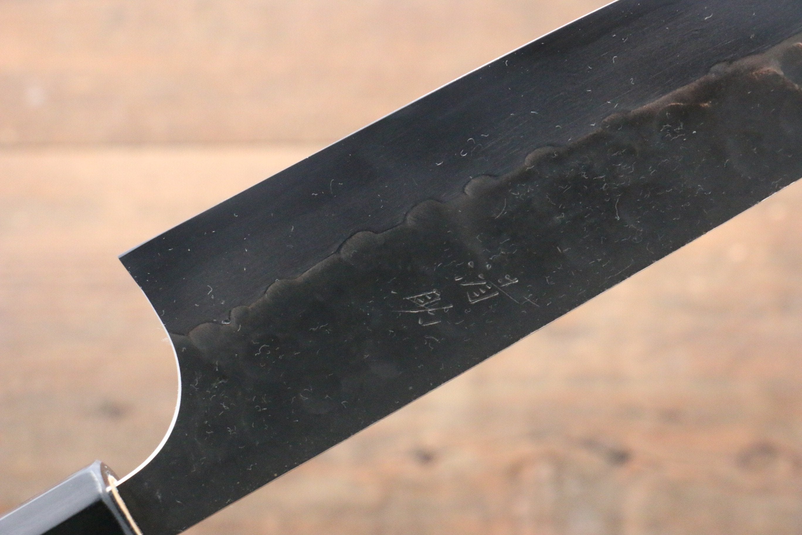 Seisuke [Left Handed] Blue Steel No.2 Hammered Kurouchi Gyuto 210mm Shitan Handle - Seisuke Knife