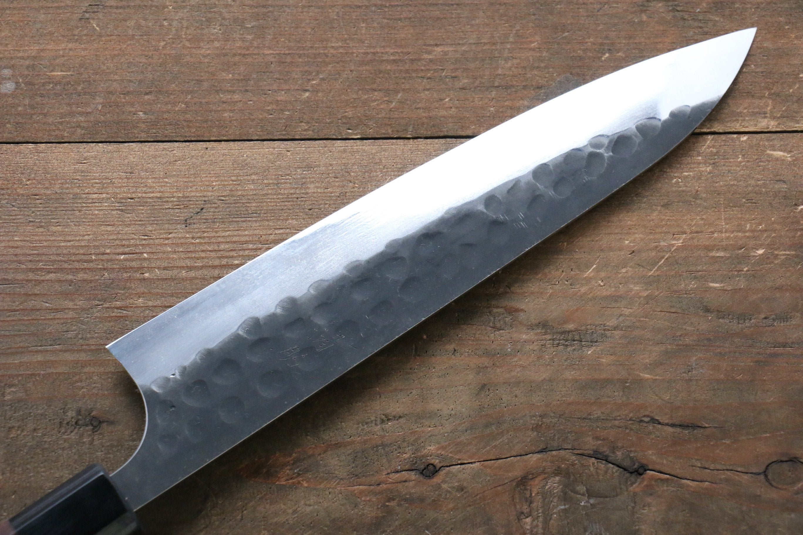 Seisuke [Left Handed] Blue Steel No.2 Hammered Kurouchi Gyuto 210mm Shitan Handle - Seisuke Knife