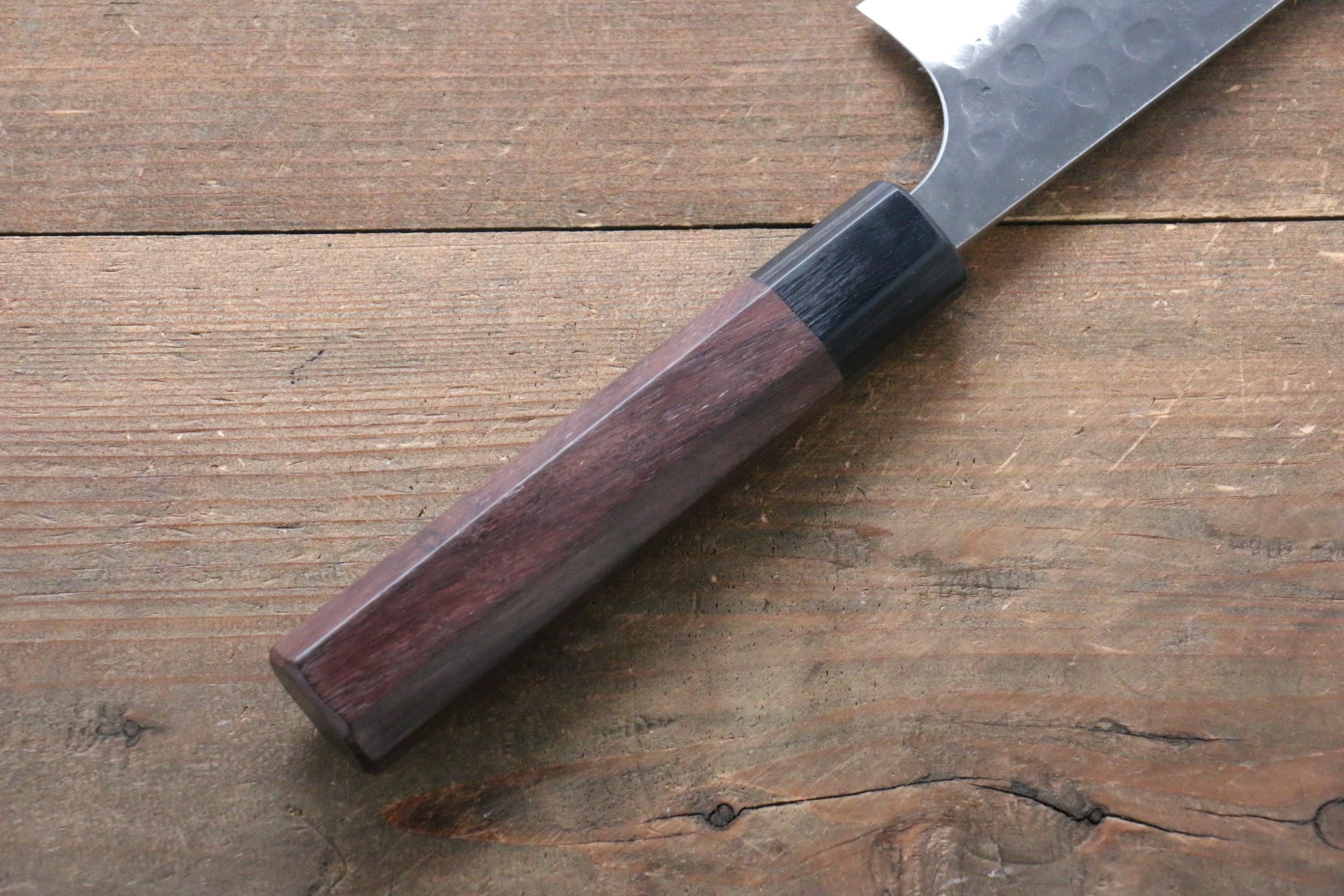 Seisuke [Left Handed] Blue Steel No.2 Hammered Kurouchi Gyuto 210mm Shitan Handle - Seisuke Knife