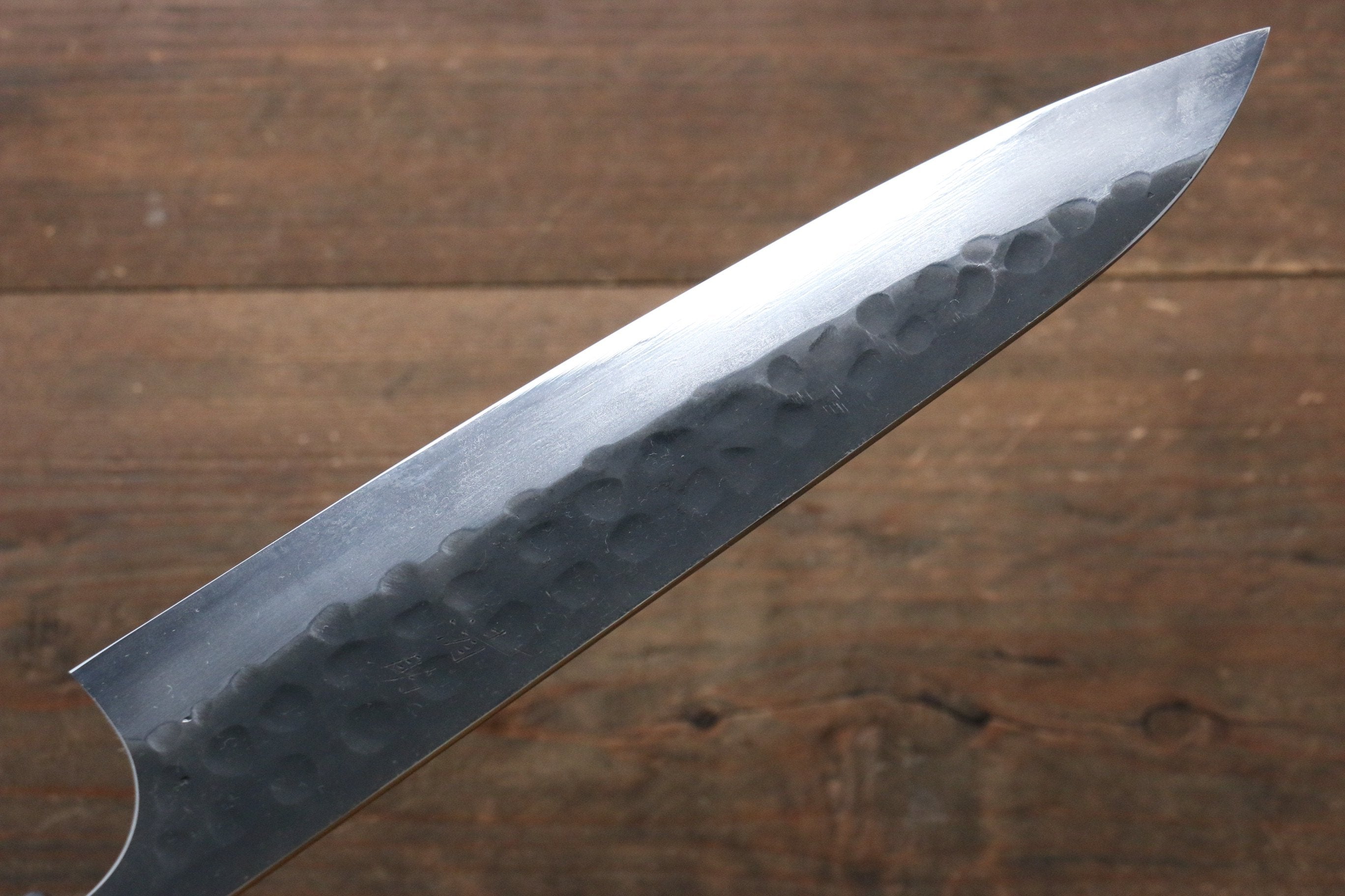 Seisuke [Left Handed] Blue Steel No.2 Hammered Kurouchi Gyuto 210mm Shitan Handle - Seisuke Knife