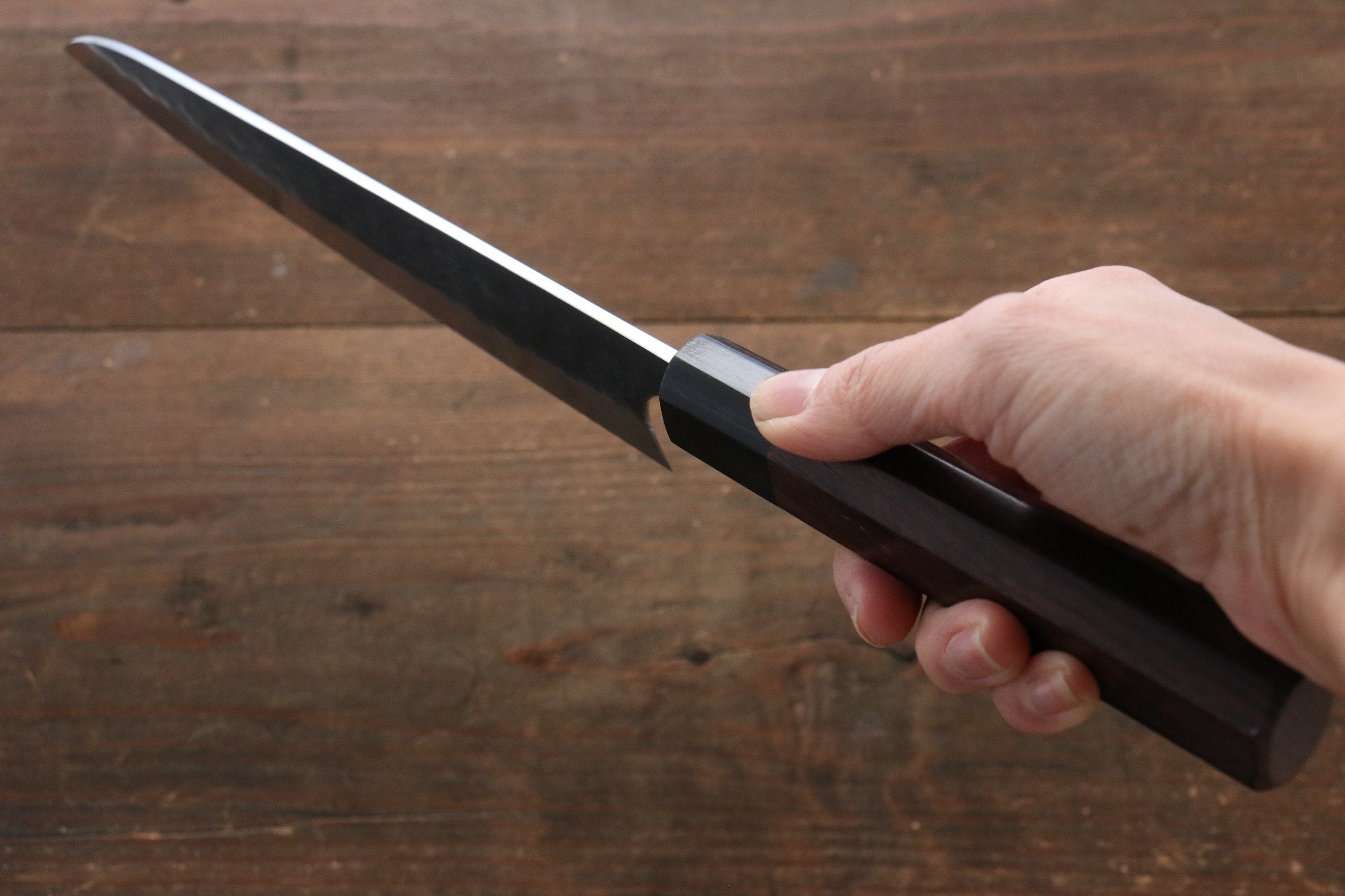 Seisuke [Left Handed] Blue Steel No.2 Hammered Kurouchi Gyuto 210mm Shitan Handle - Seisuke Knife