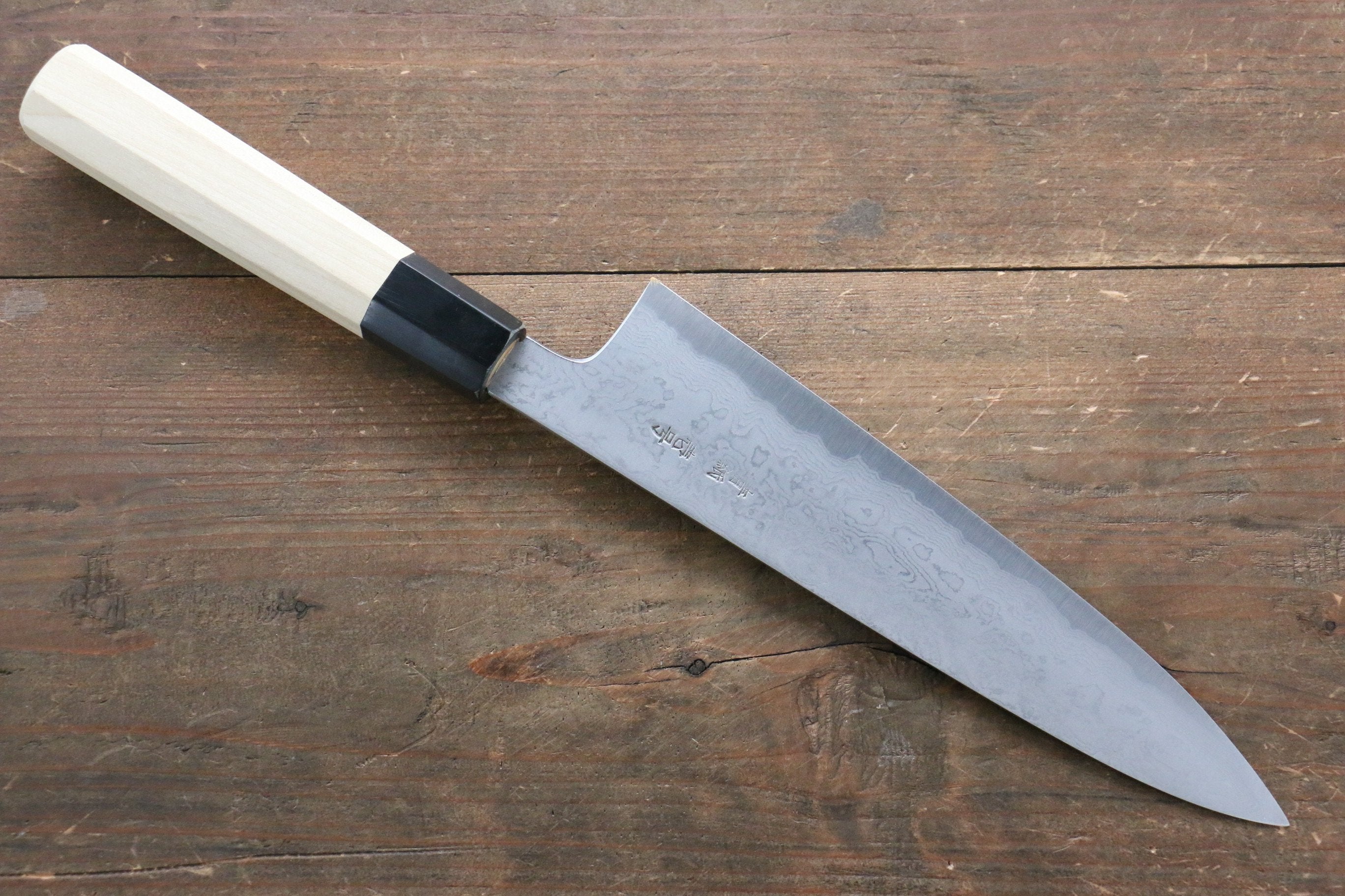 Kikumori Blue Steel No.1 Damascus Gyuto 210mm with Magnolia Handle - Seisuke Knife