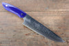 Takeshi Saji Coreless Mirrored Finish Gyuto 180mm Navy Blue Turquoise (Nomura Style) Handle - Seisuke Knife - Slide 1