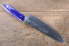 Takeshi Saji Coreless Mirrored Finish Gyuto 180mm Navy Blue Turquoise (Nomura Style) Handle - Seisuke Knife - Slide 2