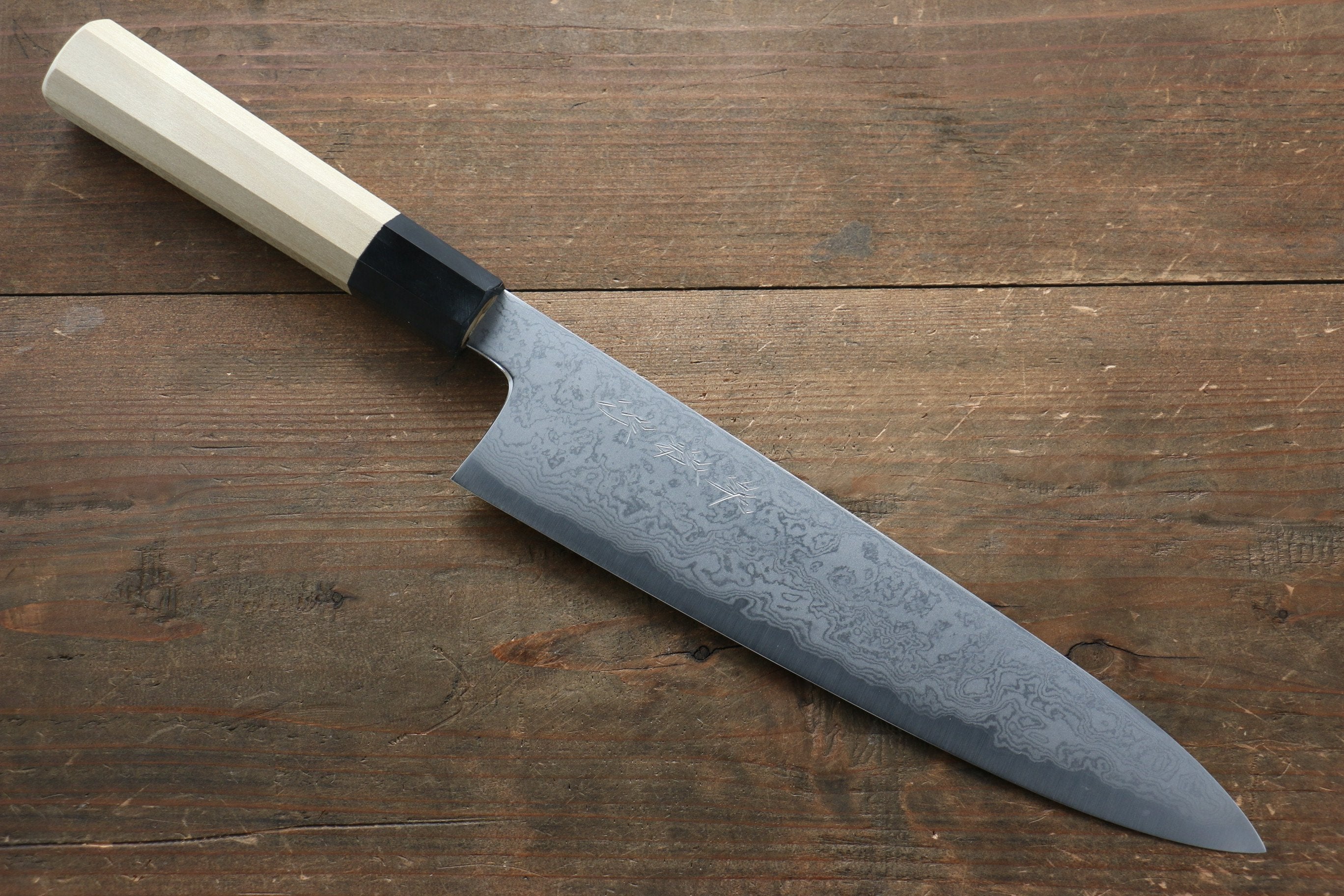 Kikumori Blue Steel No.1 Damascus Gyuto 240mm with Magnolia Handle - Seisuke Knife