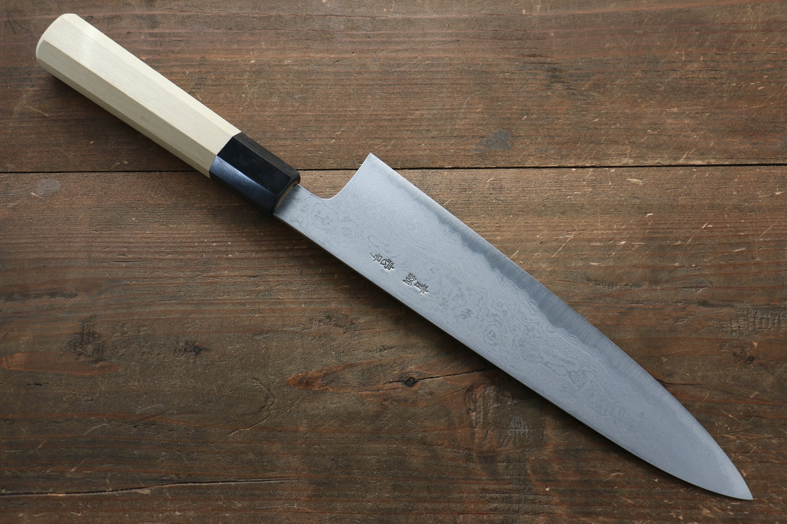 Kikumori Blue Steel No.1 Damascus Gyuto 240mm with Magnolia Handle - Seisuke Knife
