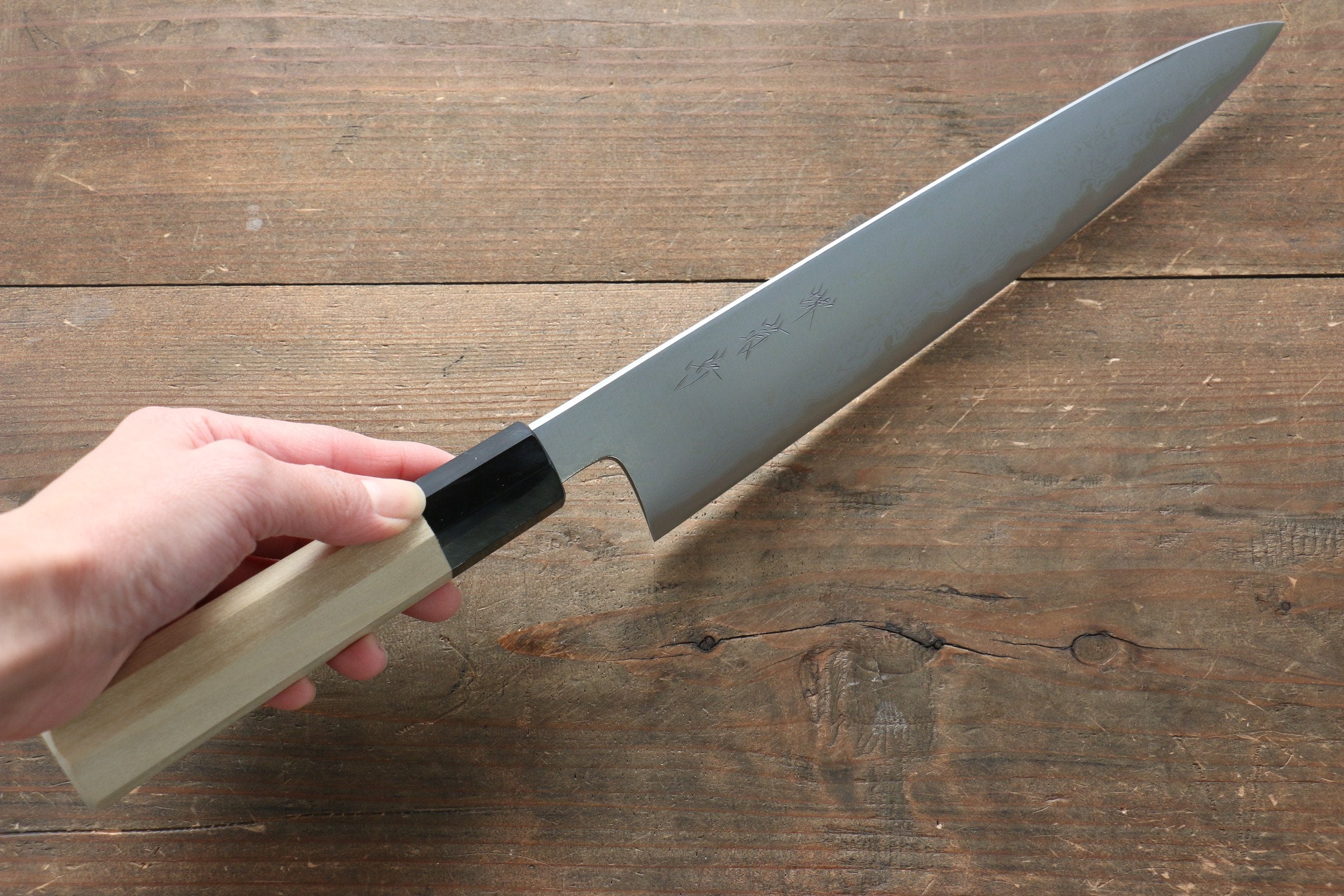 Kikumori Blue Steel No.1 Damascus Gyuto 240mm with Magnolia Handle - Seisuke Knife