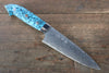 Takeshi Saji SG2 Diamond Finish Damascus Petty-Utility 130mm Blue Turquoise (Nomura Style) Handle - Seisuke Knife - Slide 1