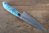 Takeshi Saji SG2 Diamond Finish Damascus Petty-Utility 130mm Blue Turquoise (Nomura Style) Handle - Seisuke Knife - Slide 2