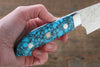 Takeshi Saji SG2 Diamond Finish Damascus Petty-Utility 130mm Blue Turquoise (Nomura Style) Handle - Seisuke Knife - Slide 7