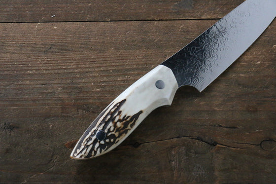 Takeshi Saji Coreless Mirrored Finish Small Santoku 130mm Cow Bone Handle - Seisuke Knife