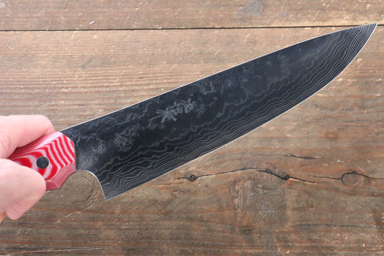 Takeshi Saji Coreless Mirrored Finish Gyuto 180mm Red White Micarta (Nomura Style) Handle - Seisuke Knife