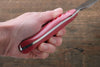 Takeshi Saji Coreless Mirrored Finish Gyuto 180mm Red White Micarta (Nomura Style) Handle - Seisuke Knife - Slide 7