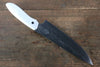 Takeshi Saji Coreless Mirrored Finish Gyuto 180mm Nomura White Stone Handle - Seisuke Knife - Slide 2