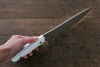 Takeshi Saji Coreless Mirrored Finish Gyuto 180mm Nomura White Stone Handle - Seisuke Knife - Slide 9