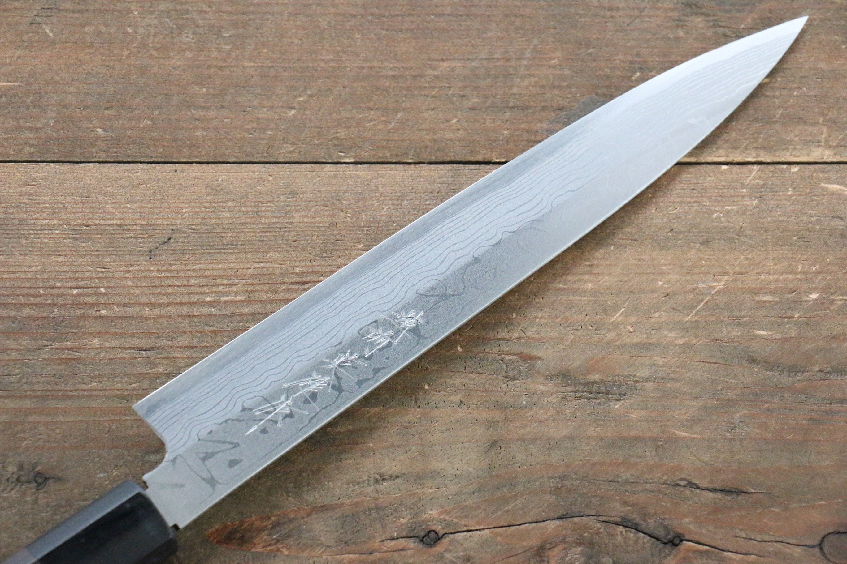 [Left Handed] Hideo Kitaoka White Steel No.2 Damascus Yanagiba Japanese Chef Knife 210mm - Seisuke Knife
