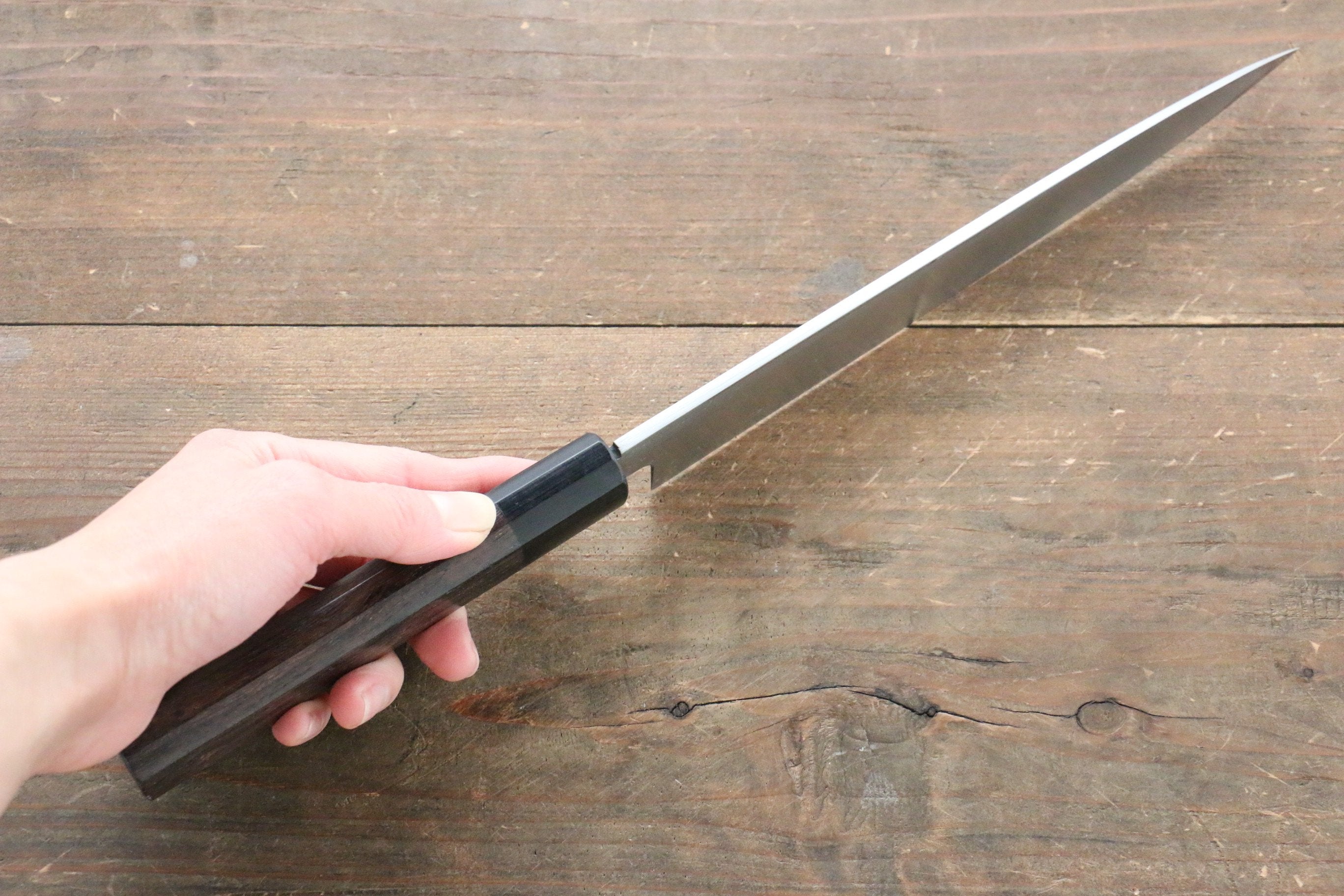 [Left Handed] Hideo Kitaoka White Steel No.2 Damascus Yanagiba Japanese Chef Knife 210mm - Seisuke Knife