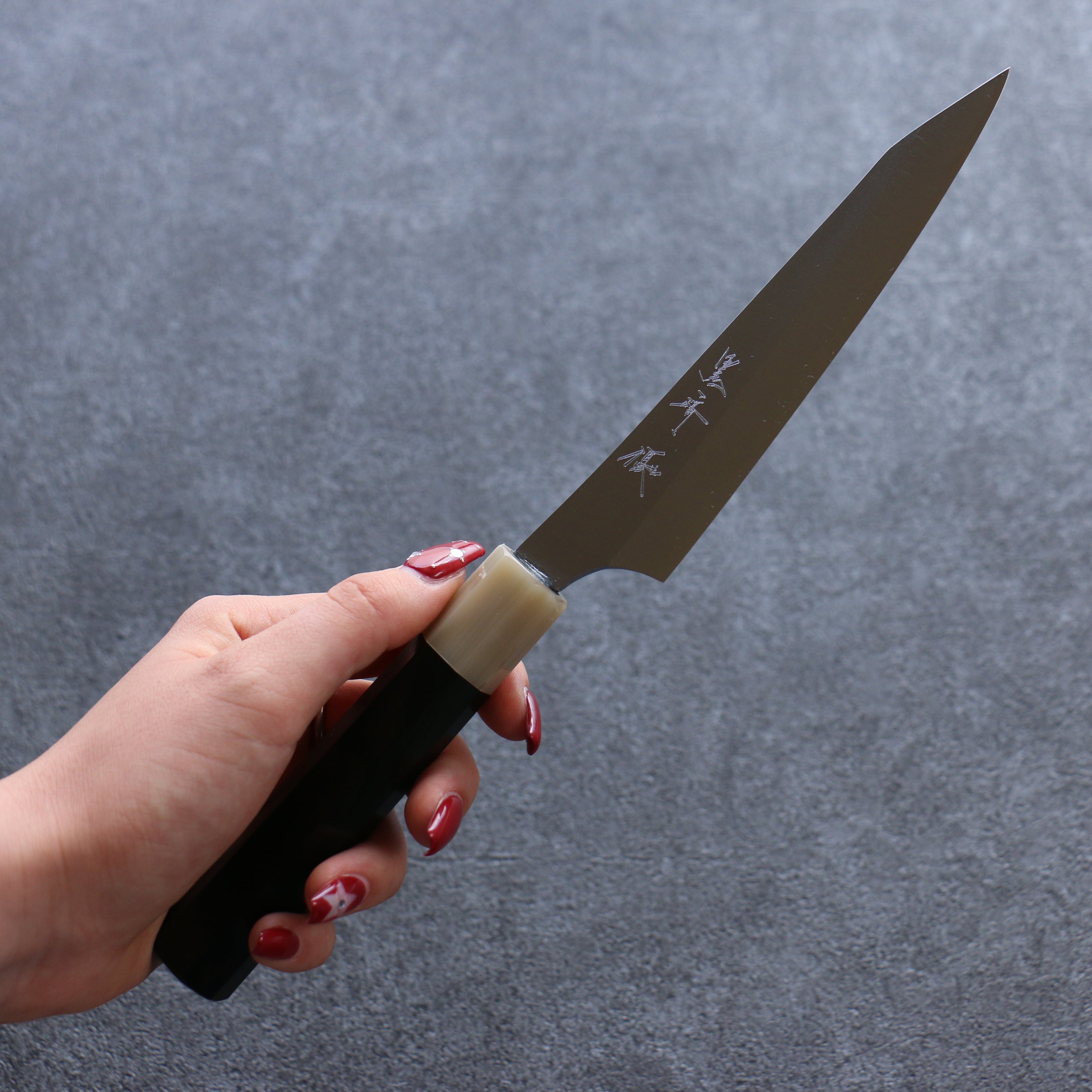 Yu Kurosaki New Gekko VG-XEOS Petty-Utility 130mm Ebony Wood & Buffalo Horn Handle - Seisuke Knife