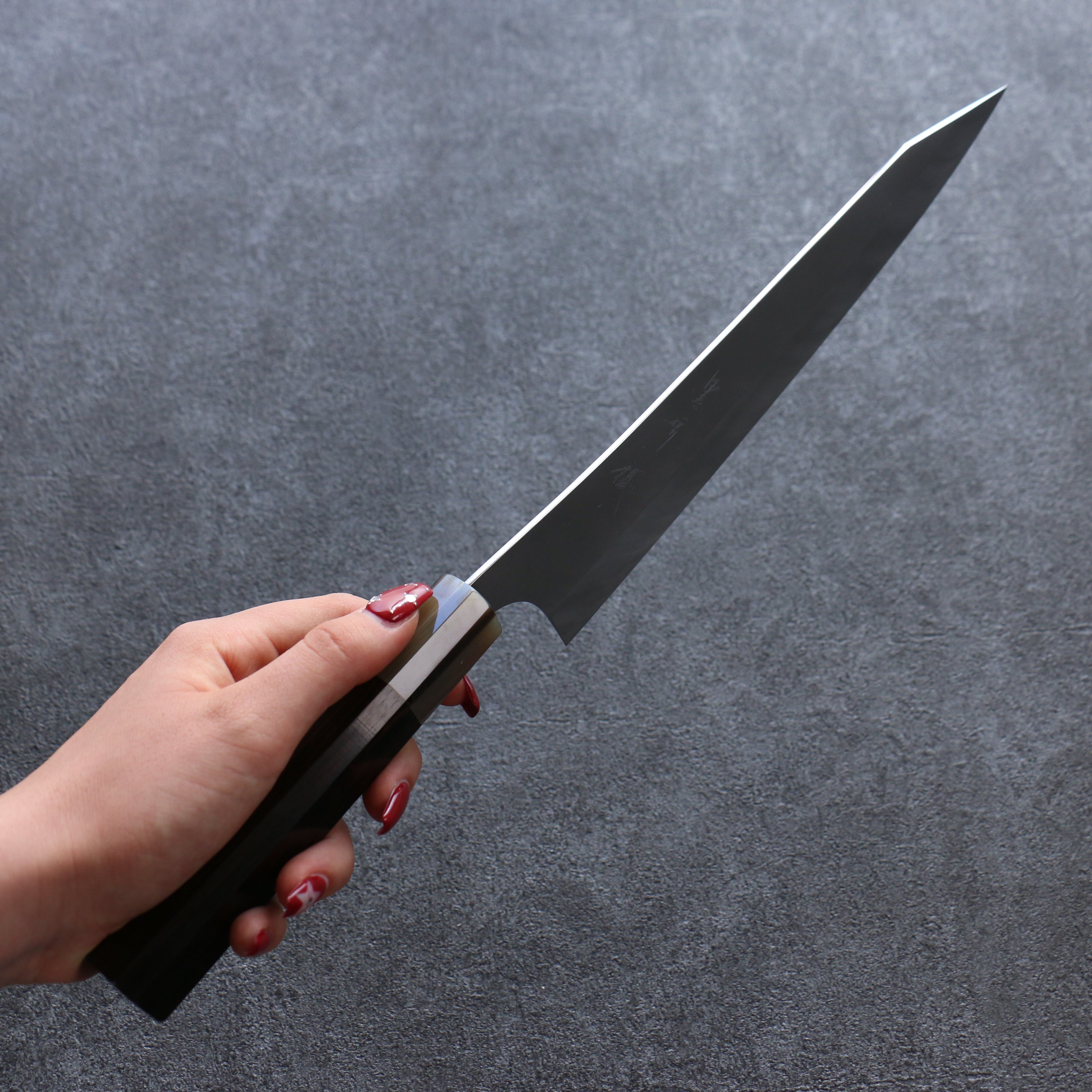 Yu Kurosaki New Gekko VG-XEOS Gyuto 240mm Ebony Wood & White Water Buffalo Horn Handle - Seisuke Knife