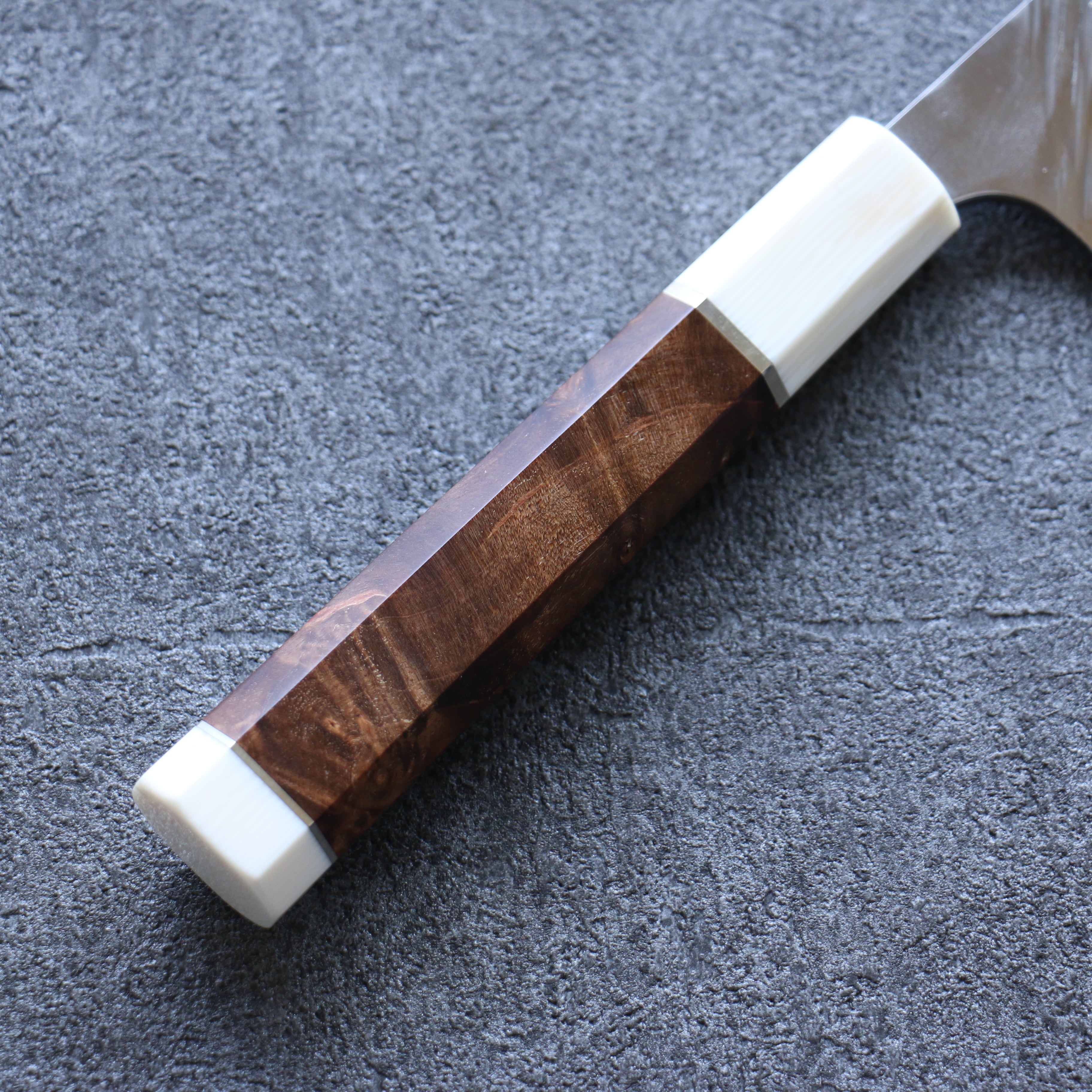 Yu Kurosaki Fujin SG2 Hammered Santoku 165mm Stabilized wood (Birch Burl) Handle - Seisuke Knife