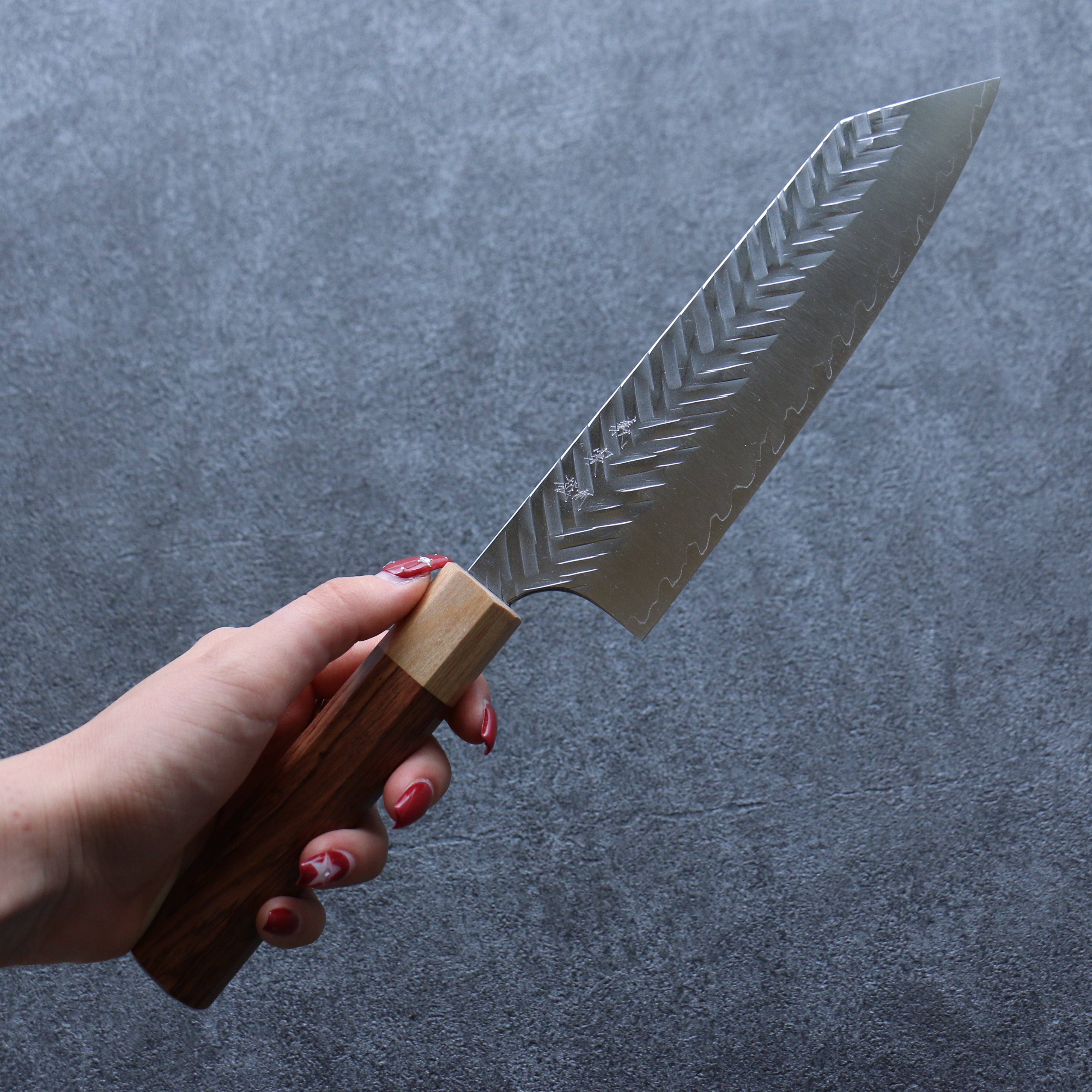 Yoshimi Kato SG2 Hammered ( V ) Bunka 165mm Honduras Handle - Seisuke Knife