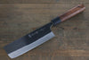 Yoshimi Kato Blue Super Clad Kurouchi Nakiri Japanese Chef Knife 165mm with Honduras Handle - Seisuke Knife