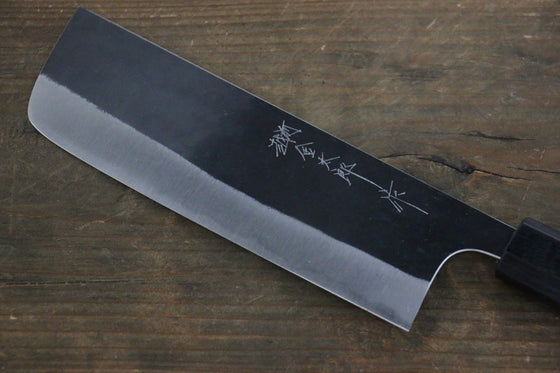 Yoshimi Kato Blue Super Clad Kurouchi Nakiri Japanese Chef Knife 165mm with Honduras Handle - Seisuke Knife