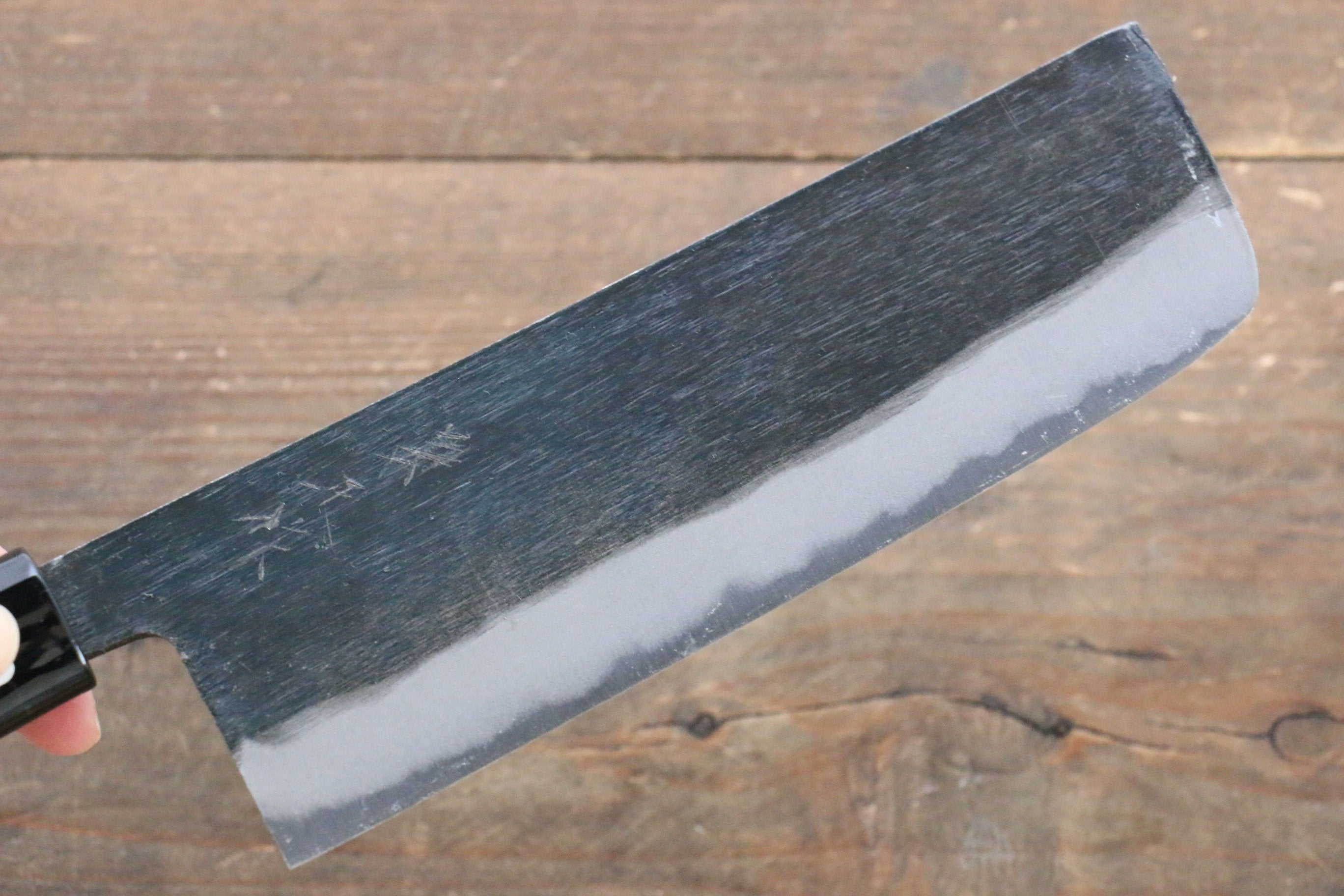Kanetsune Blue Steel No.2 Kurouchi Nakiri 165mm Magnolia Handle - Seisuke Knife